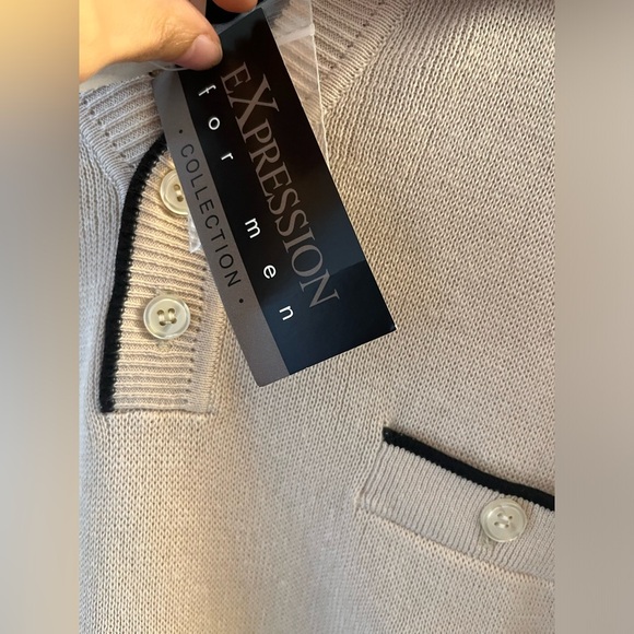 NWT Expression For Men Collection at the Bay Vintage Cotton Knit Polo Sweater - Picture 4 of 10